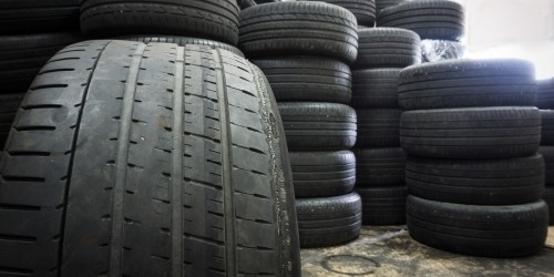 image of improper tire wear semi truck alignment