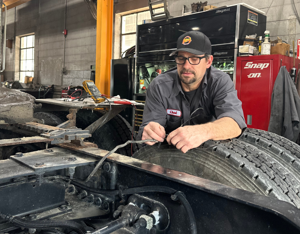 mechanic chad doing electrical work at ml truck shop