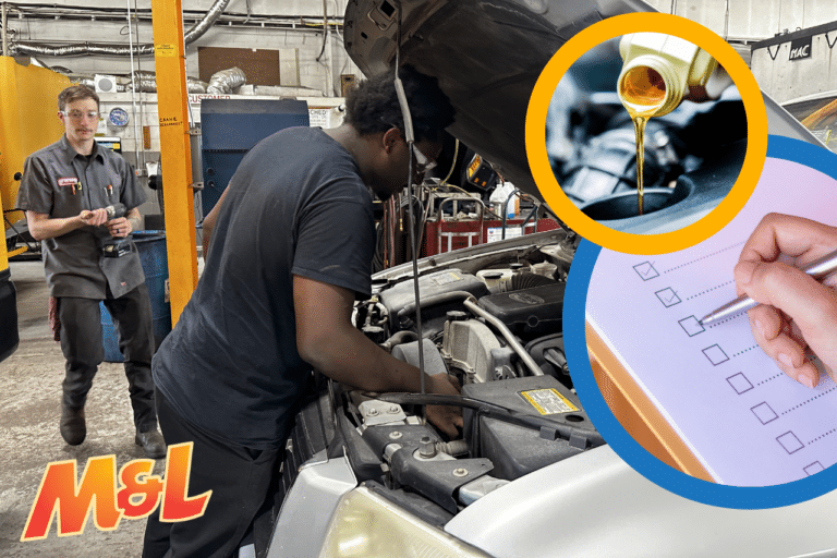 image of light duty vehicle oil change in progress on Delmarva